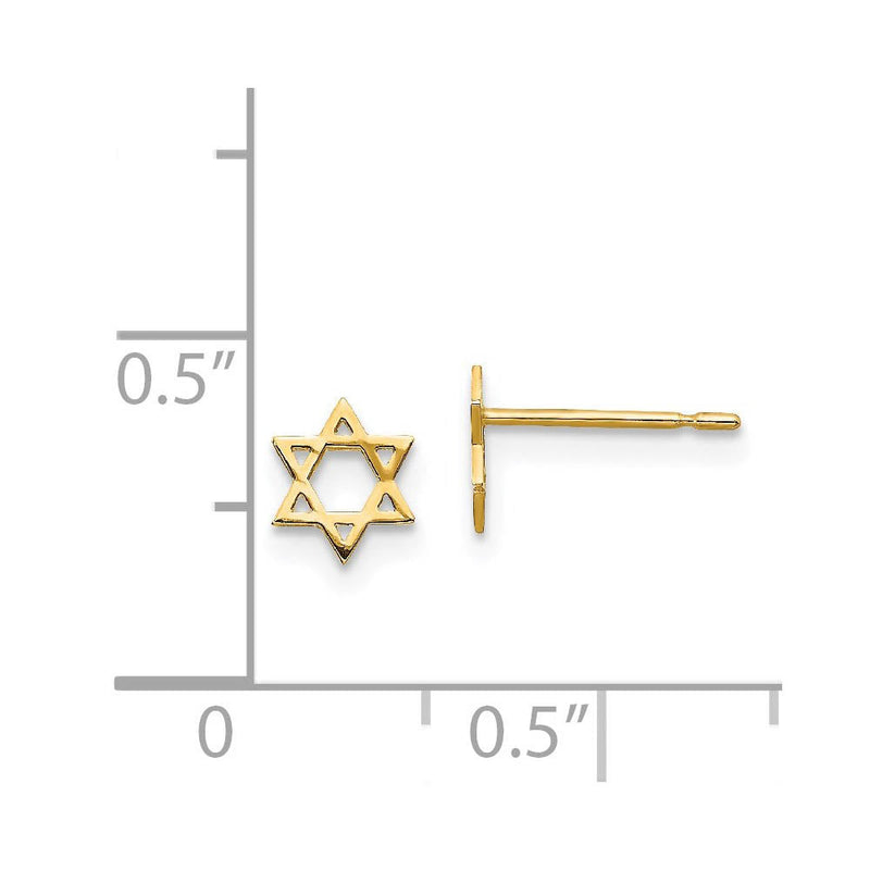 Kids 5mm Child's Star of David Post Earrings in 14k Yellow Gold