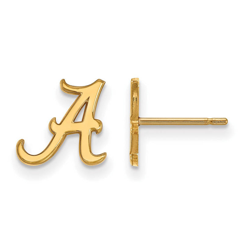 10k Yellow Gold University of Alabama XS (Tiny) 'A' Post Earrings