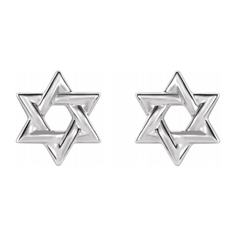14K Yellow, White or Rose Gold Star of David Post Earrings, 9.5mm