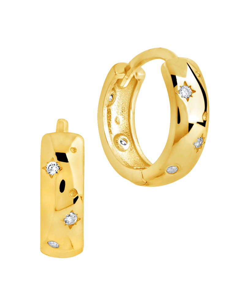 Greer CZ Burst Micro Hoop Earrings