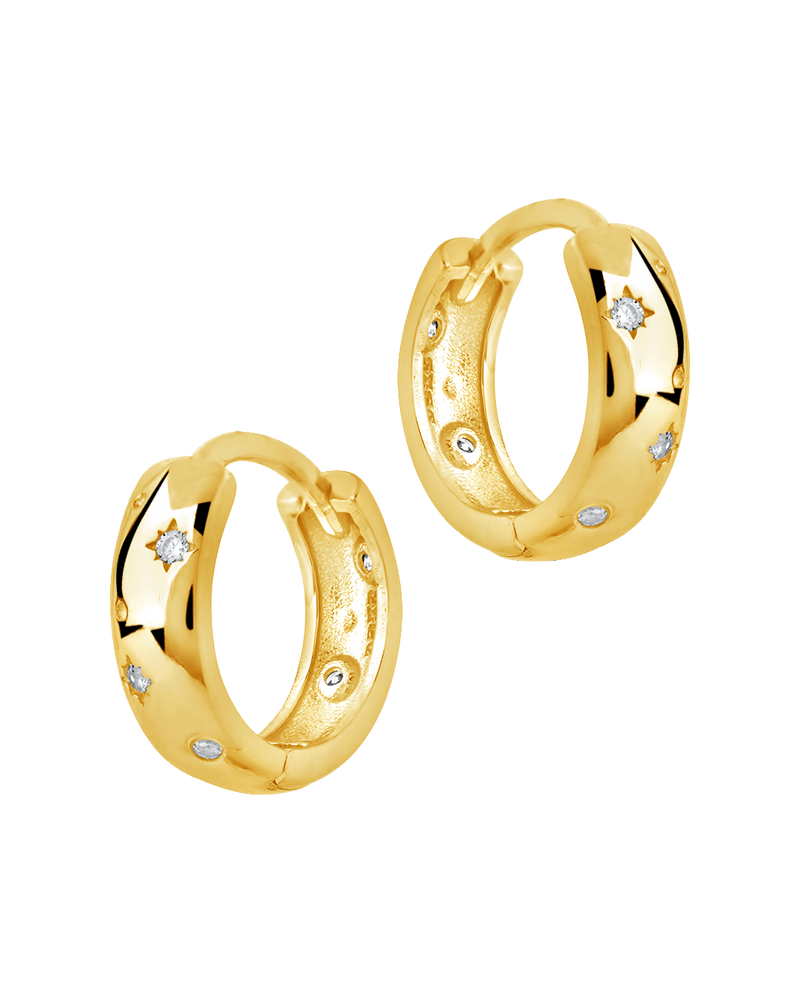 Greer CZ Burst Micro Hoop Earrings