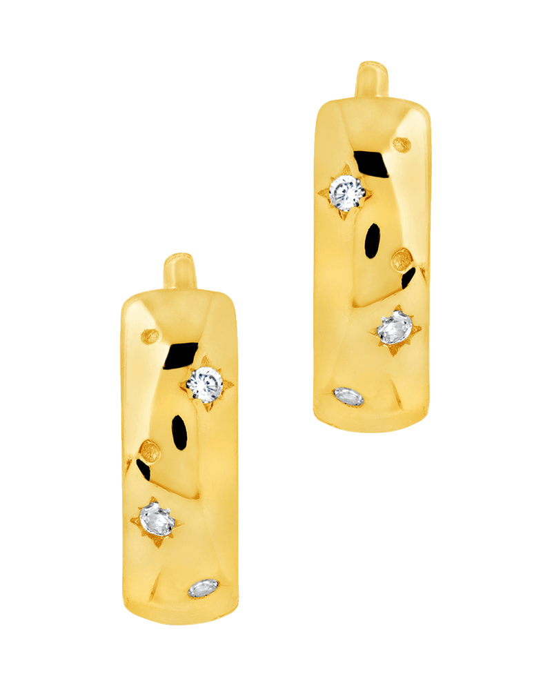 Greer CZ Burst Micro Hoop Earrings