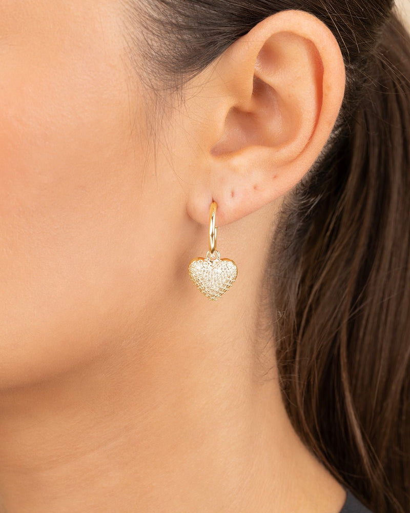 Disco Heart CZ Micro Hoop Earrings