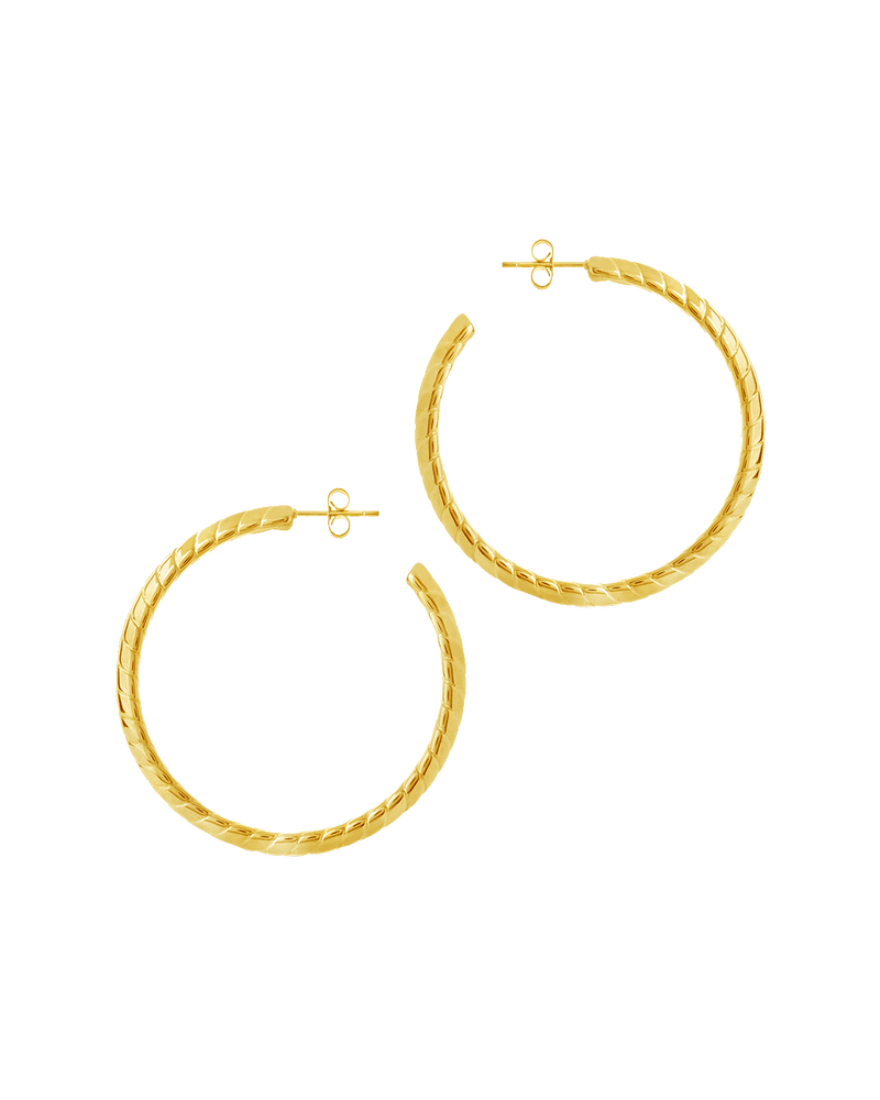 Everly Flat Herringbone Chain Hoop Earrings