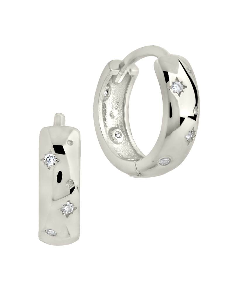 Greer CZ Burst Micro Hoop Earrings