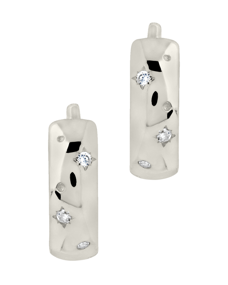 Greer CZ Burst Micro Hoop Earrings