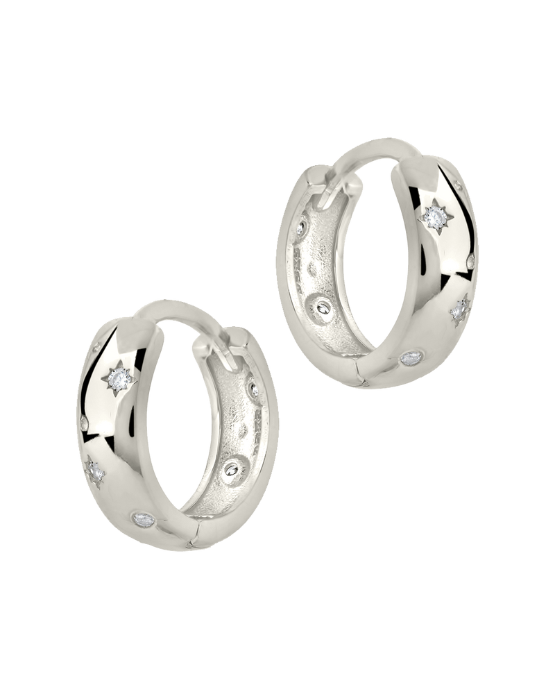 Greer CZ Burst Micro Hoop Earrings
