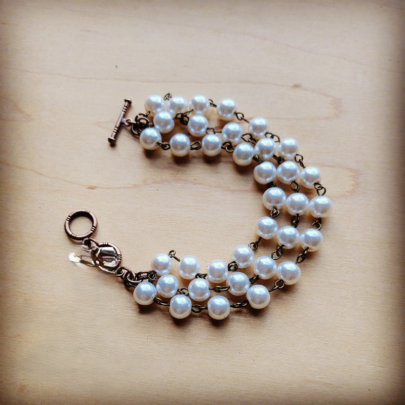 Pearl Triple Strand Bracelet 804a