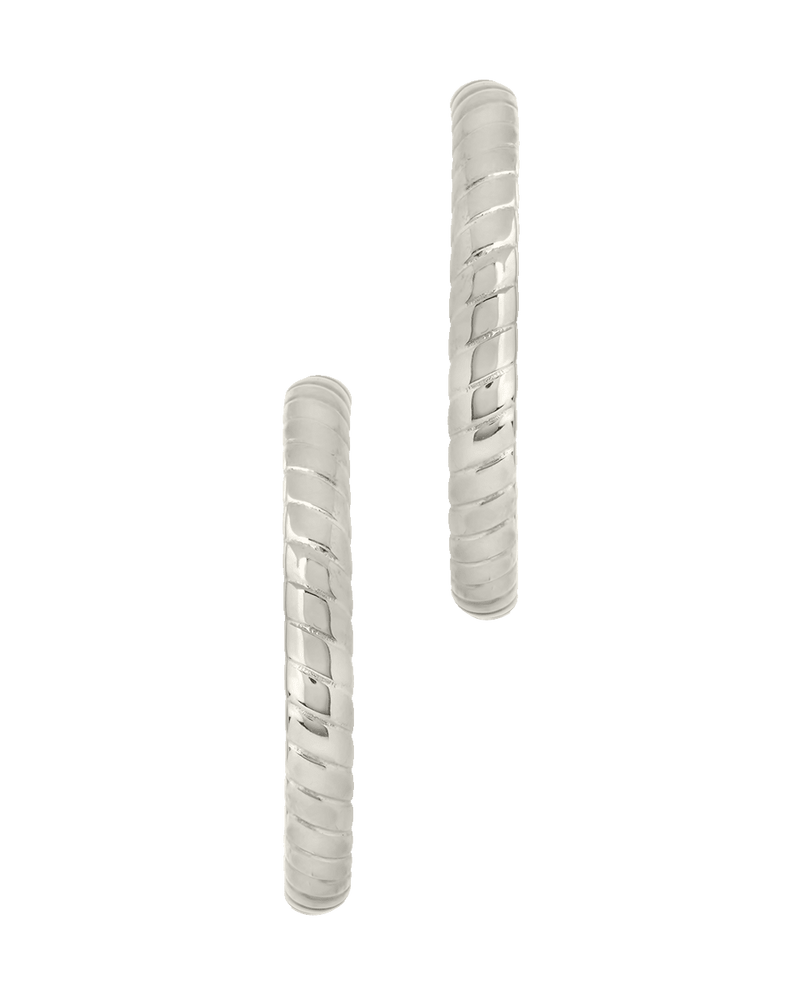 Everly Flat Herringbone Chain Hoop Earrings