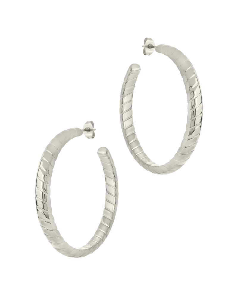 Everly Flat Herringbone Chain Hoop Earrings