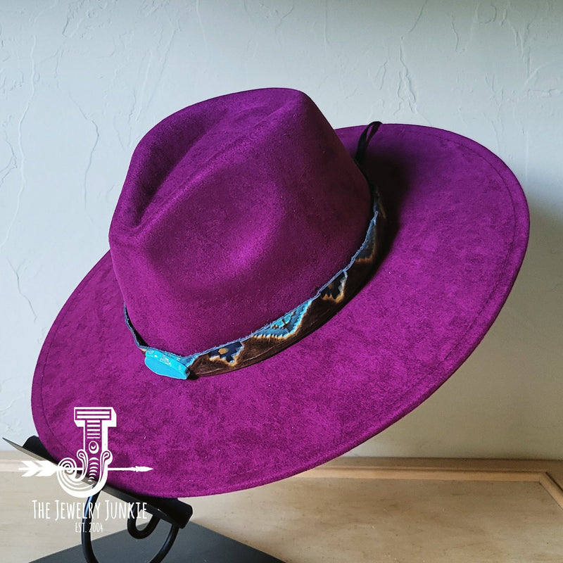 Boho Western Felt Hat w/ Choice of Hatband- Plum 990b
