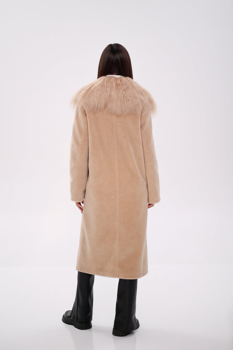 Genuine Lama Fur Virgin Wool Coat