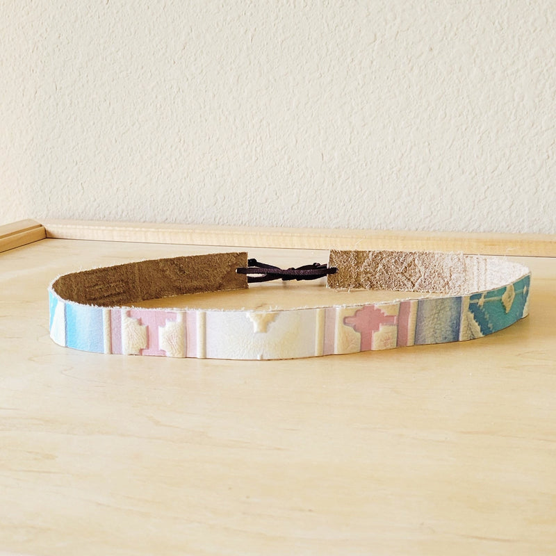 **Pastel Navajo Embossed Leather Hat Band Only 950o
