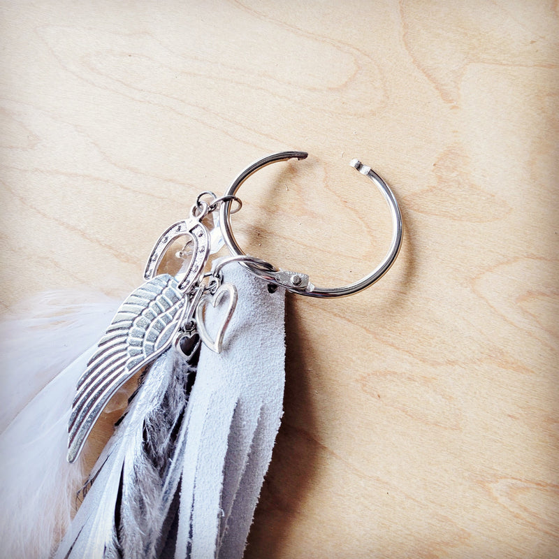 Wedding Boho Western Leather Boot Bling Charm Feather & Wing 500m