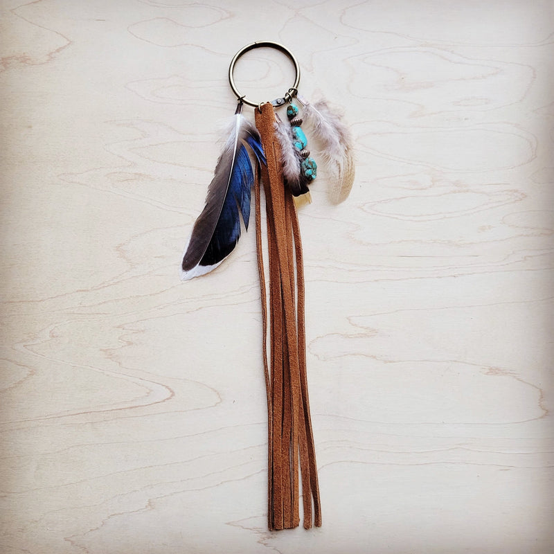 Boho Western Boot Bling Charm with Leather Fringe 500a