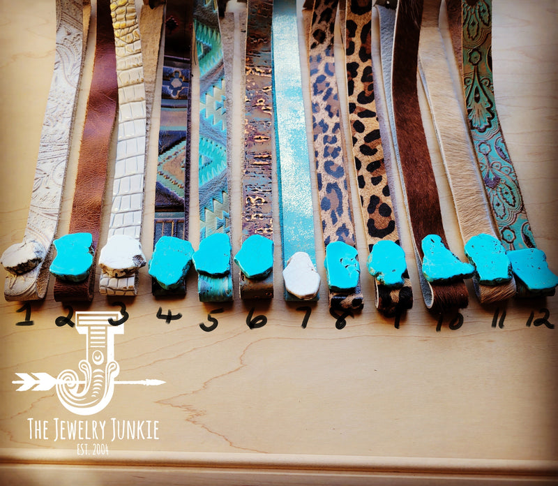 Boho Western Felt Hat w/ Choice of Leather Hat Band w/ Turquoise Slab-Tan 980k