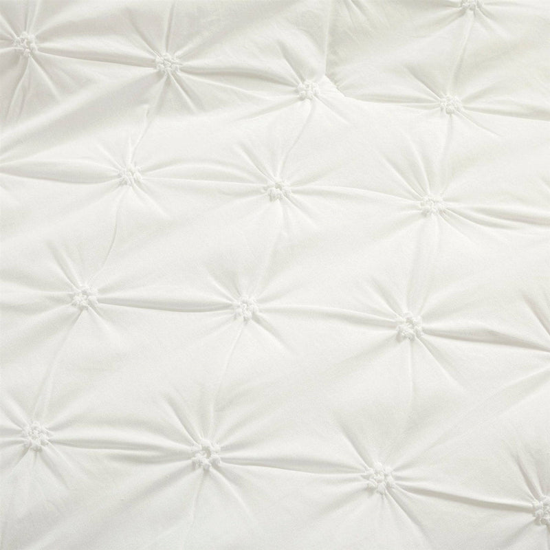 King Size Soft Pleated Cotton 3 Piece Comforter Set White