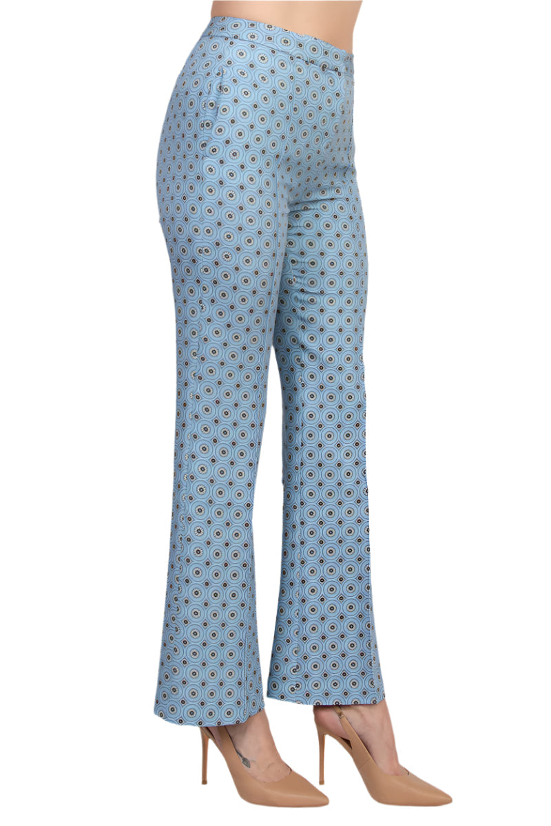 Elie Tahari Camryn Floral Side Seam Pockets Banded Waist Straight-Leg Pants