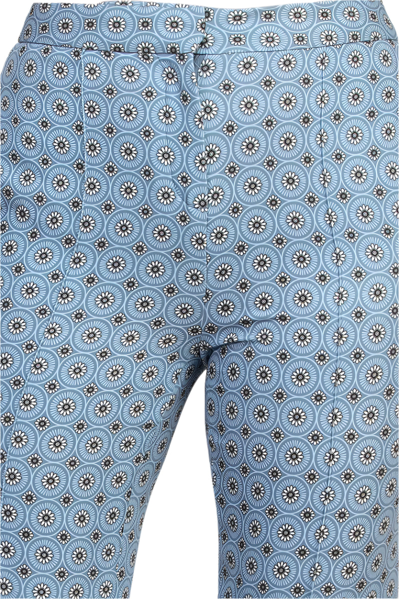 Elie Tahari Camryn Floral Side Seam Pockets Banded Waist Straight-Leg Pants