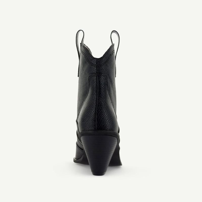 ISABEL: WESTERN BOOTIE - BLACK SNAKE