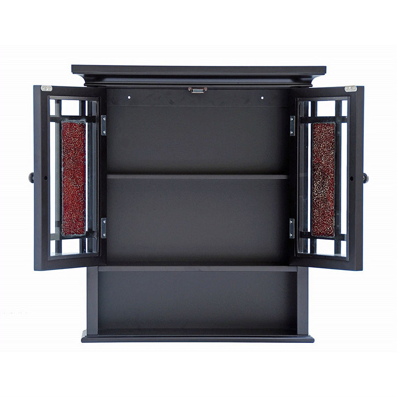 Espresso Bathroom Wall Cabinet with Amber Mosaic Glass Accents