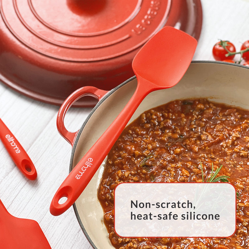 Elihome 3 Piece Silicone Spatula Set - Red
