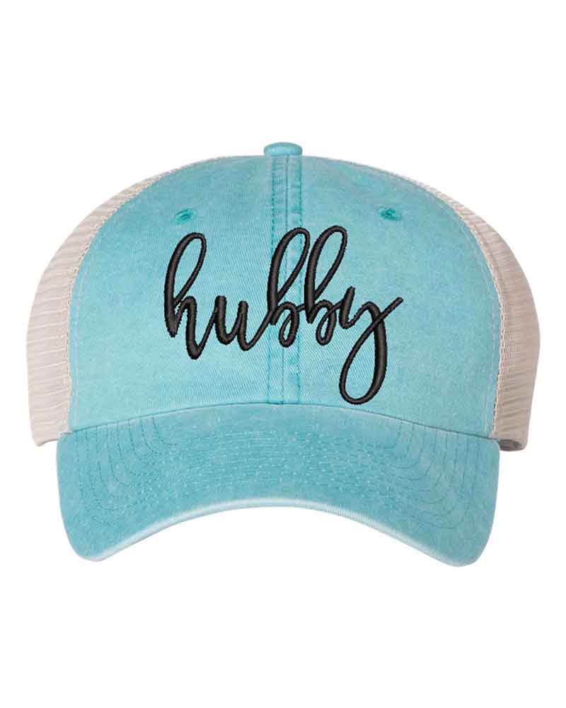 Embroidered Wifey/Hubby Pigment-Dyed Trucker Hat – Anniversary Gift Cap