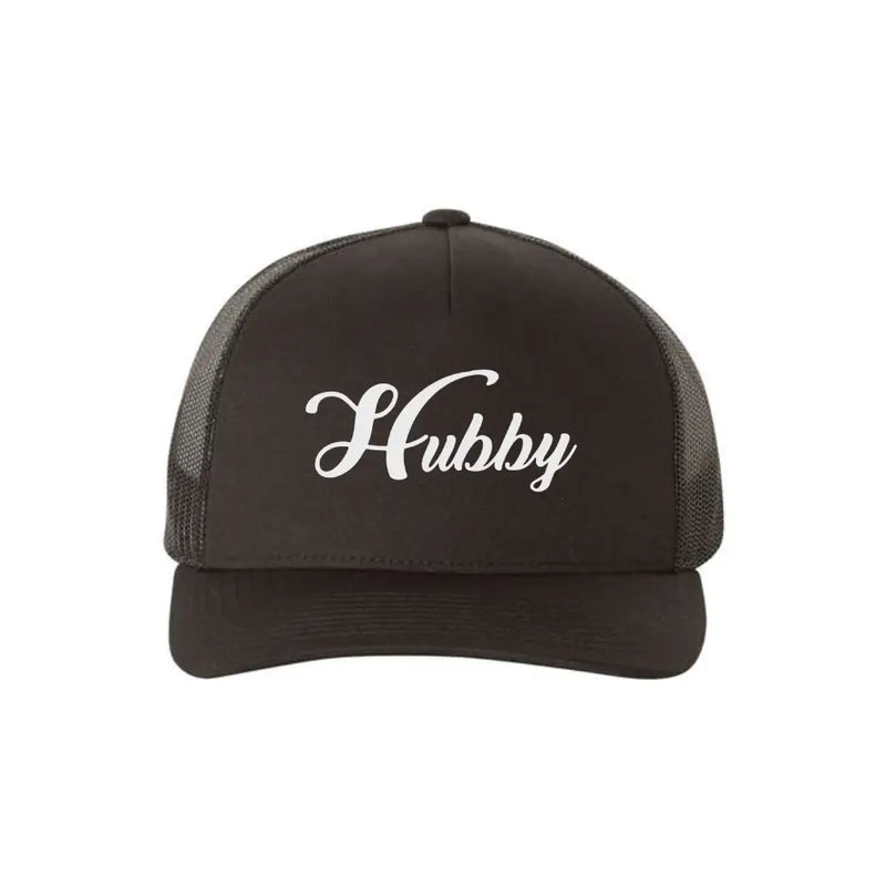 Embroidered Hubby Trucker Hat – Classic Mesh Cap for Wedding or Anniversary
