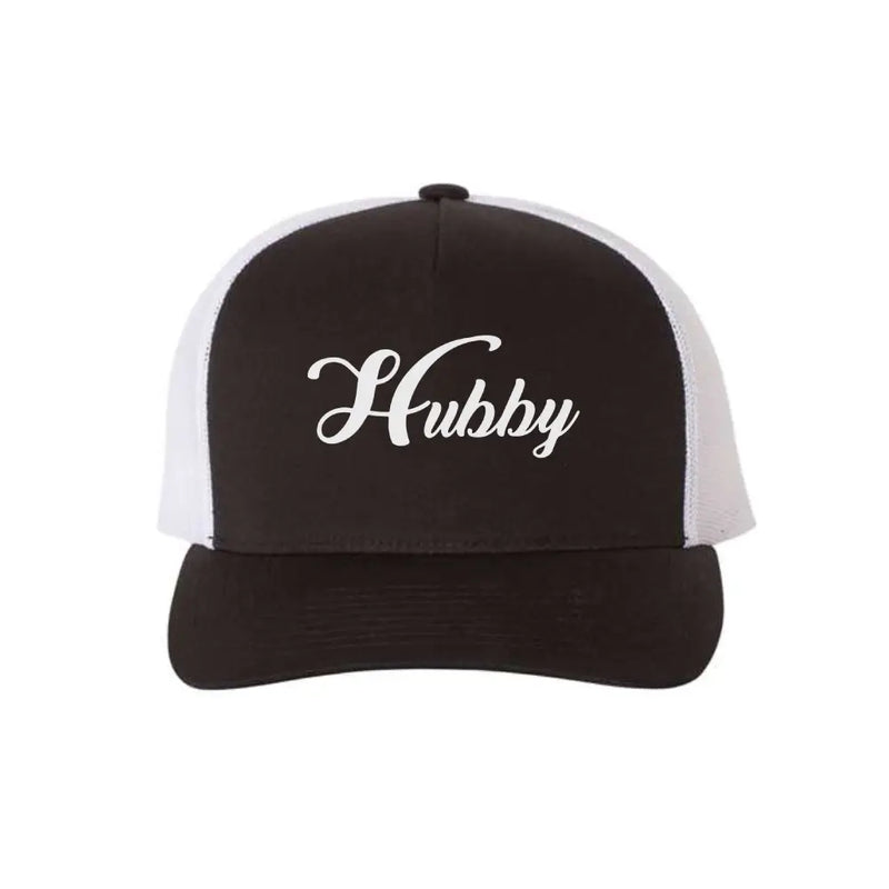 Embroidered Hubby Trucker Hat – Classic Mesh Cap for Wedding or Anniversary