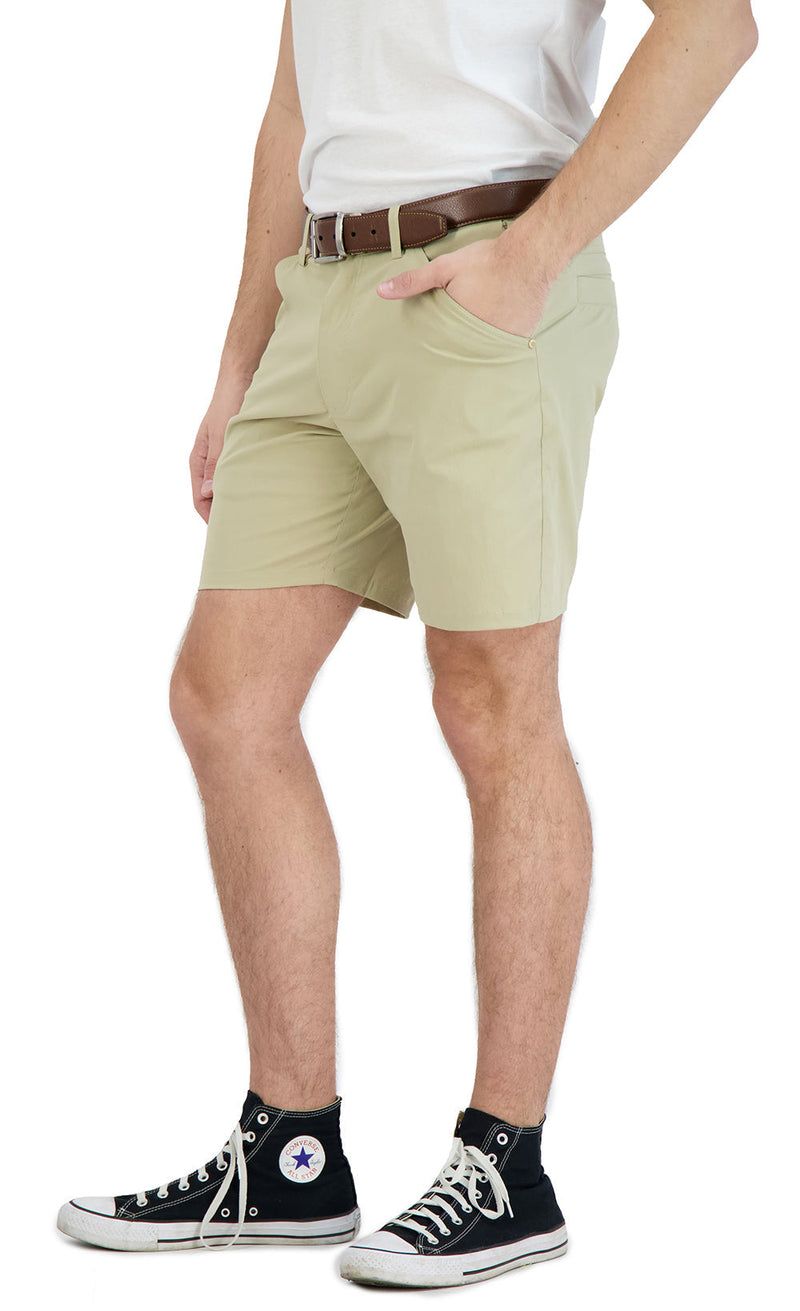 Everyday Stretch Shorts with  a Comfortable Built-In Liner - Business Casual Style- Khaki