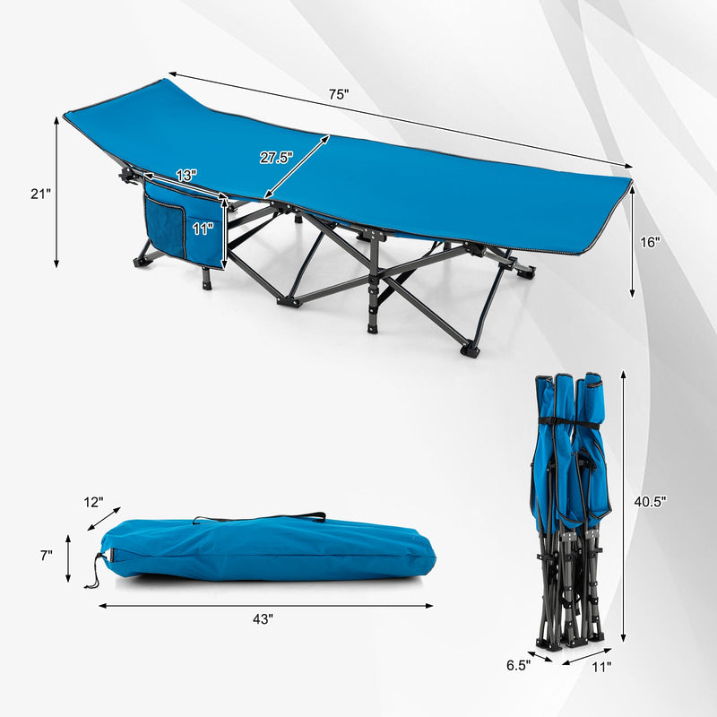28.5 Inch Extra Wide Sleeping Cot for Adults with Carry Bag-Green