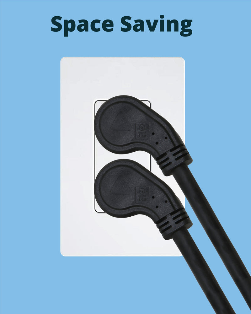 3ft Flat Plug Extension Cord – 14AWG, 3-Pack