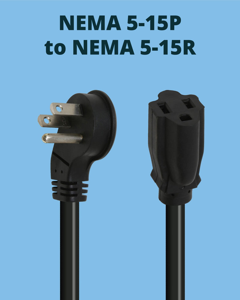 1ft Flat Plug Extension Cord – 16AWG, 3-Pack