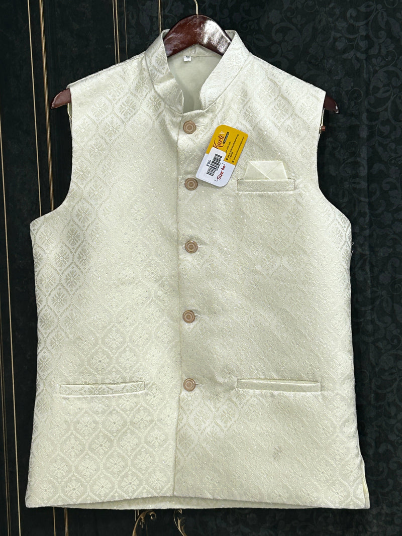 Silk vests for men | half jacket / kurta : off white