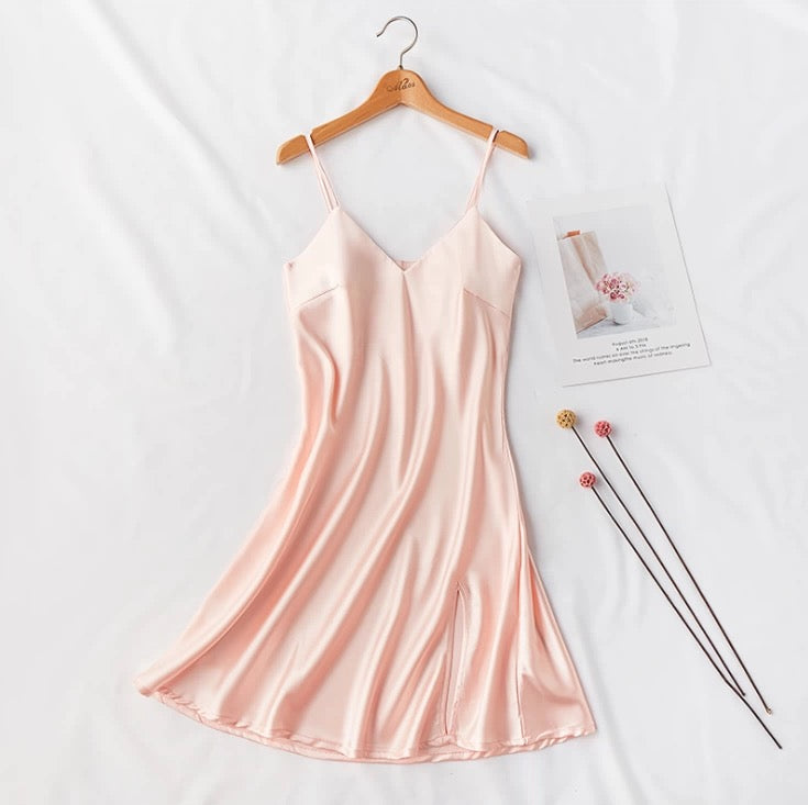 Silky Elegant Night Dress Slips Multicolors - Short