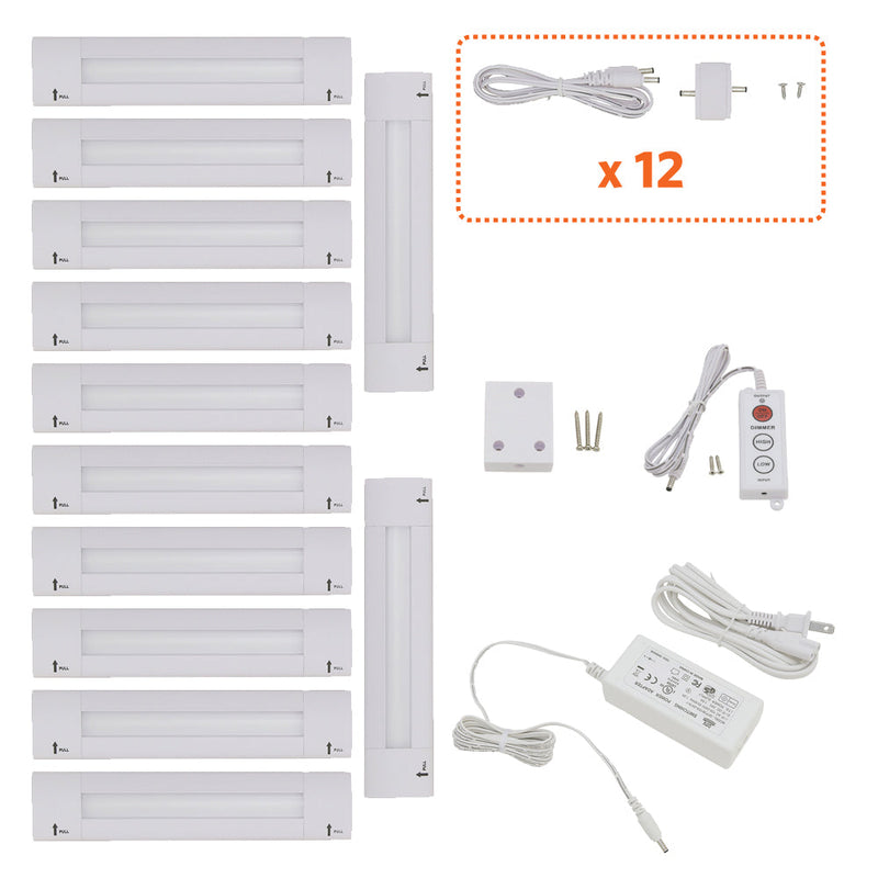 Lilium 6 Inch Warm White Modular LED Under Cabinet Lighting - Pro Kit (12 Panels)