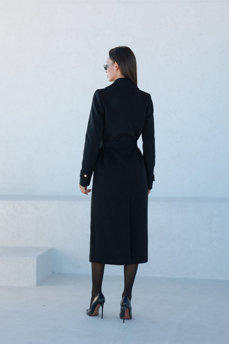 Alaska Classic Cashmere Blend Overcoat in Black