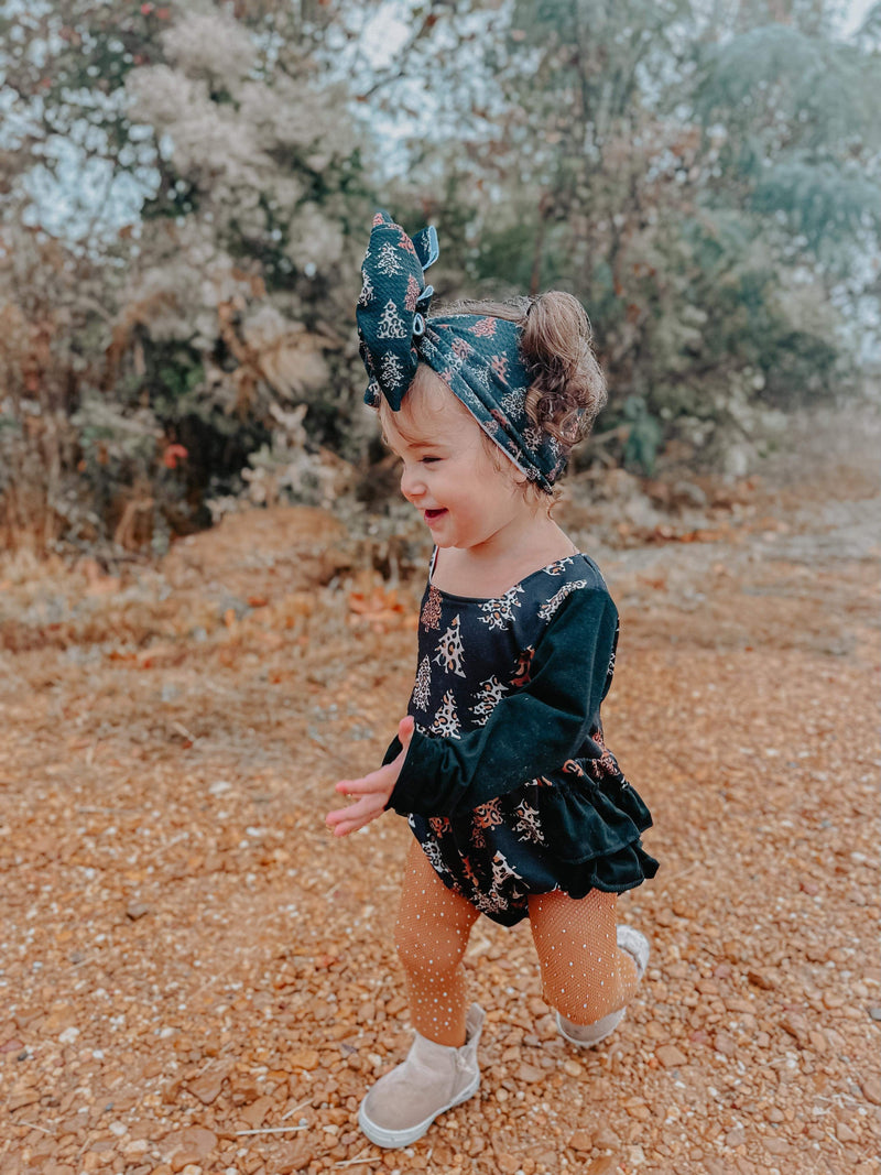 Leopard trees ruffle romper