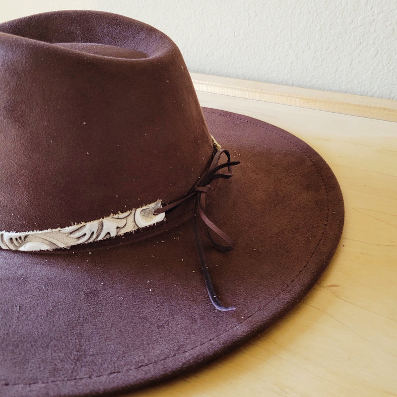 Sandy White Floral Embossed Leather Hat Band Only 951c