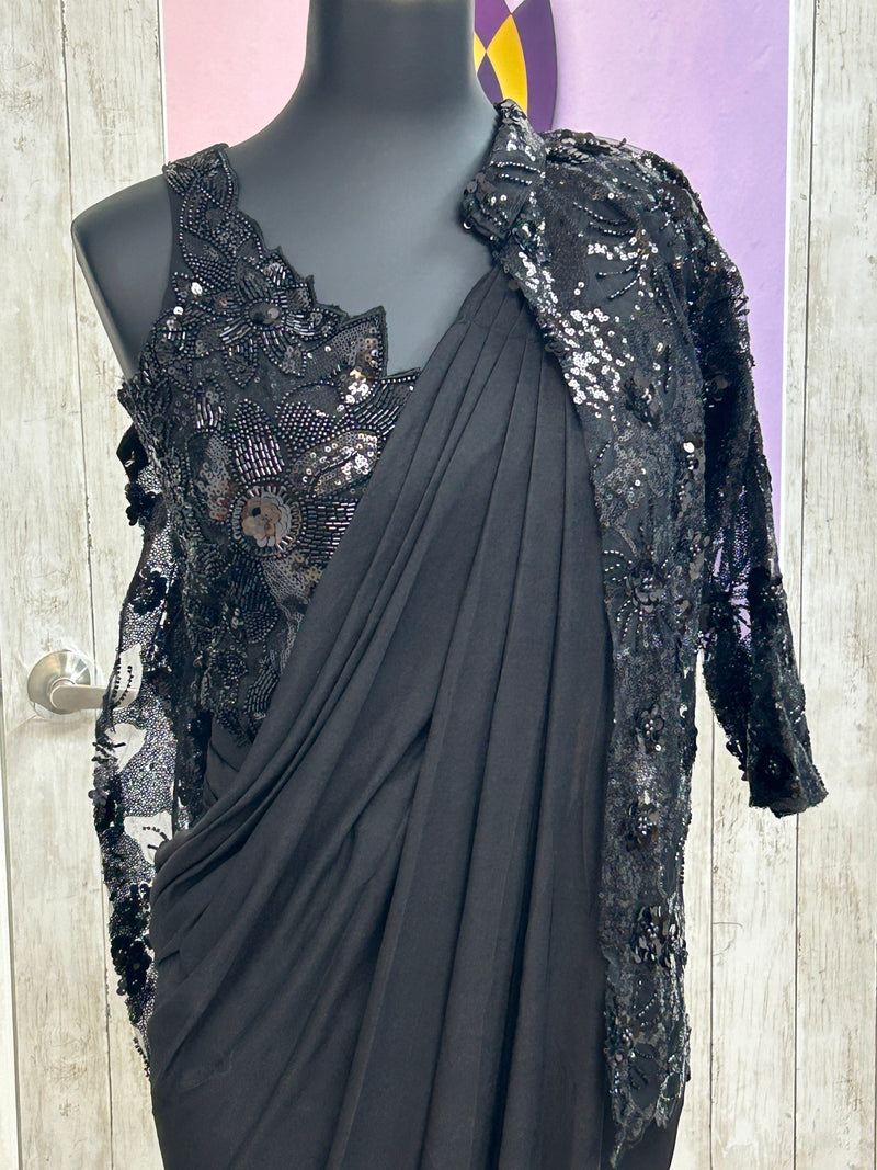 Ready to wear saree with overcoat