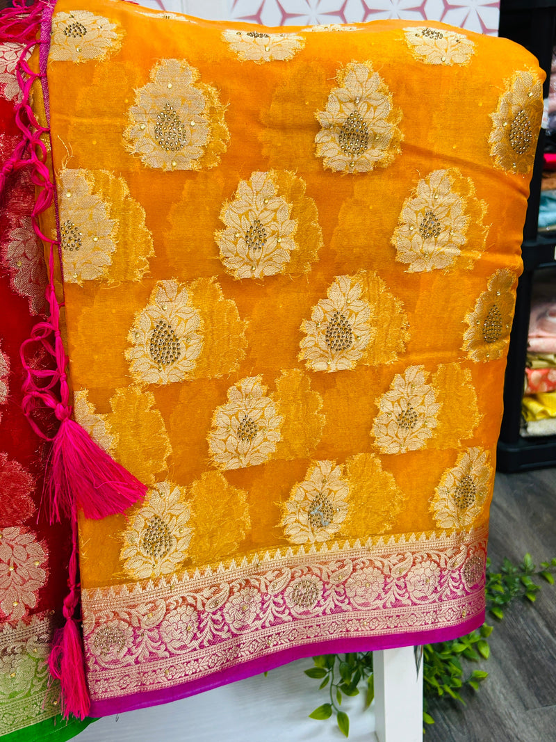 Tissue organza sarees