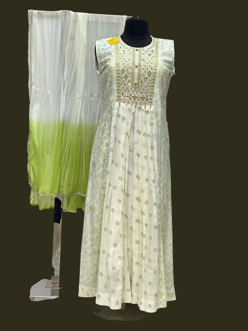 Chanderi silk long kurti set