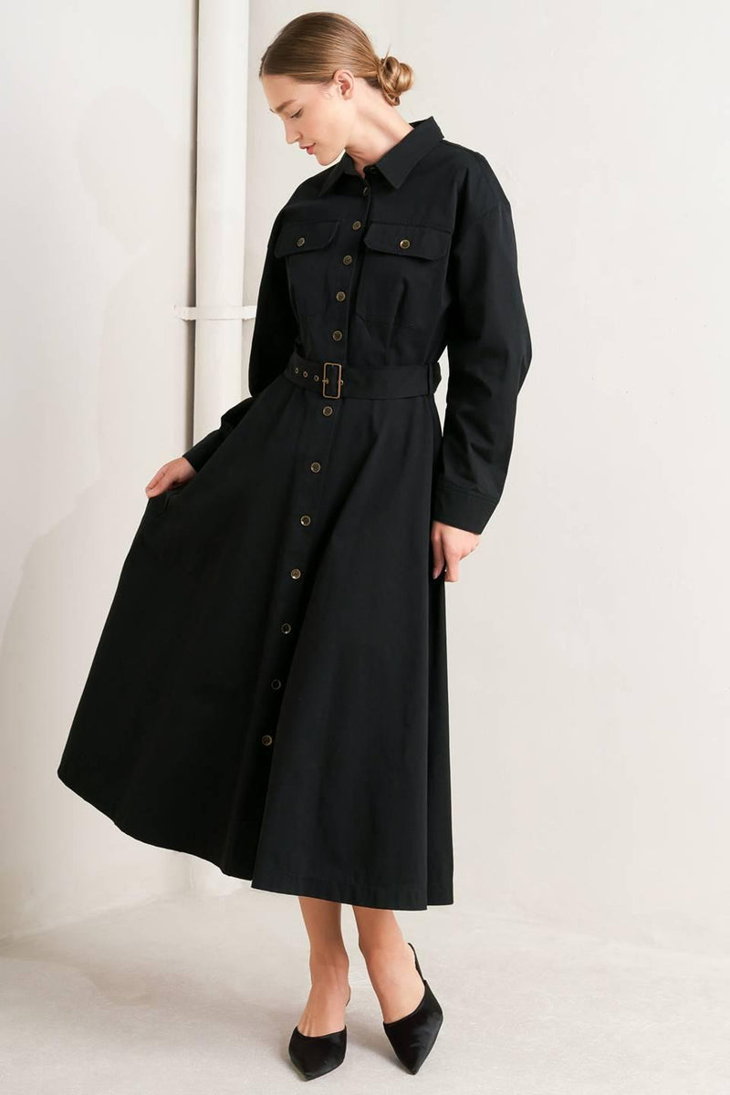 CHARMING DECISION WOVEN MIDI DRESS