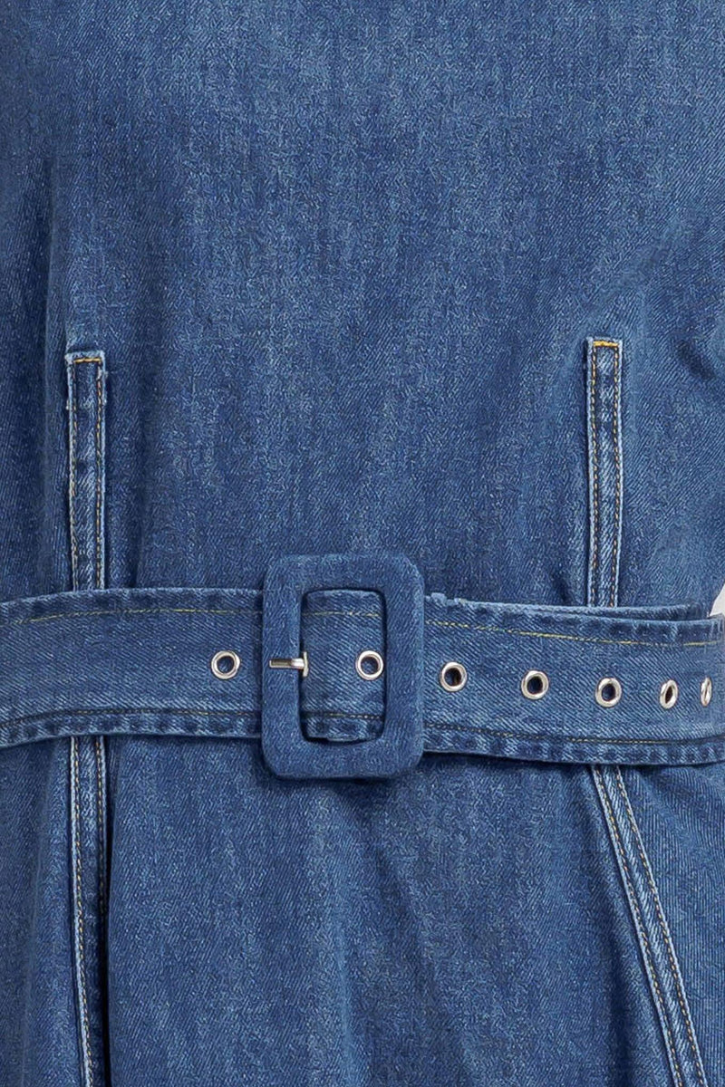 POET’S MUSE DENIM WOVEN MIDI DRESS