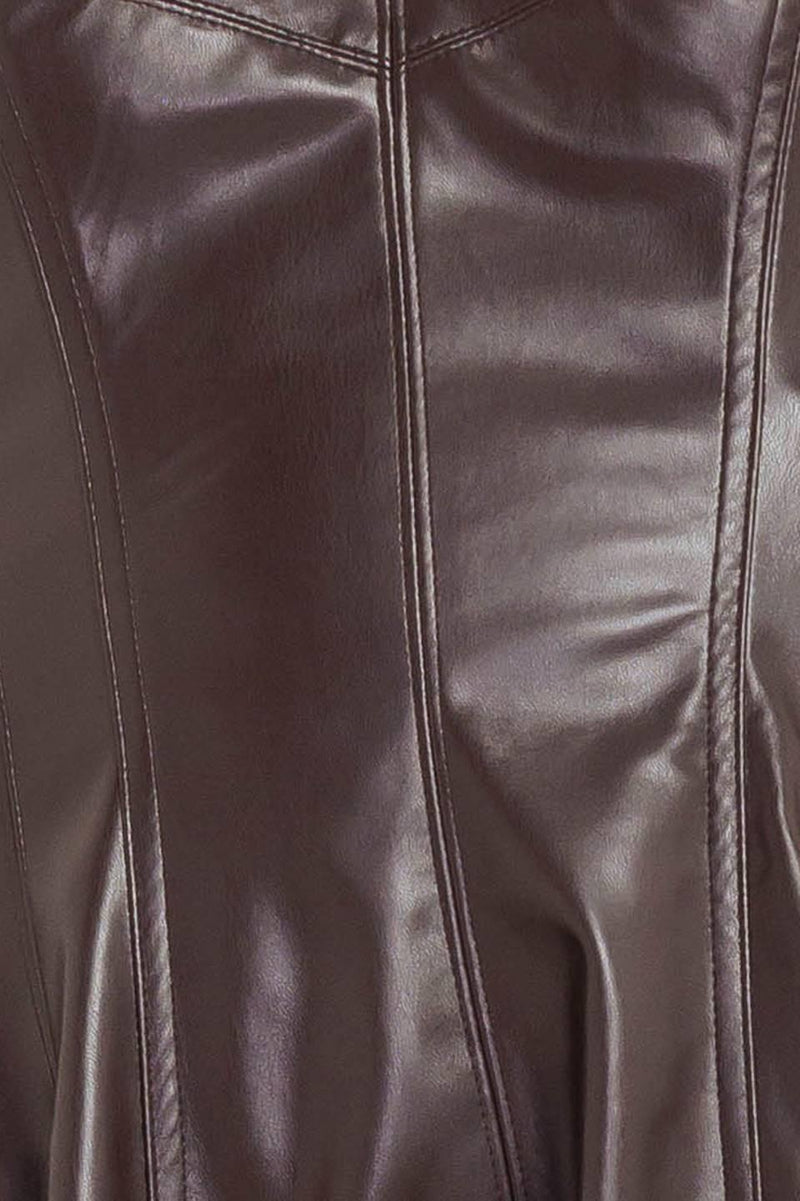ESPRESSO DIVA FAUX LEATHER MIDI DRESS