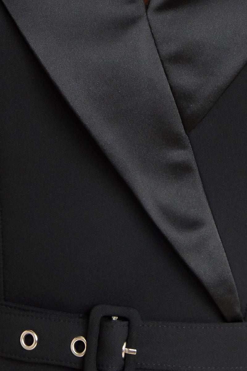 MIDNIGHT TUX WOVEN MIDI DRESS