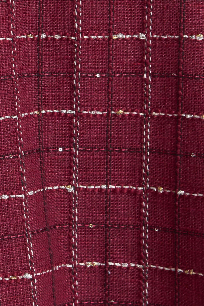 TWEED DOLL WINE WOVEN MINI DRESS