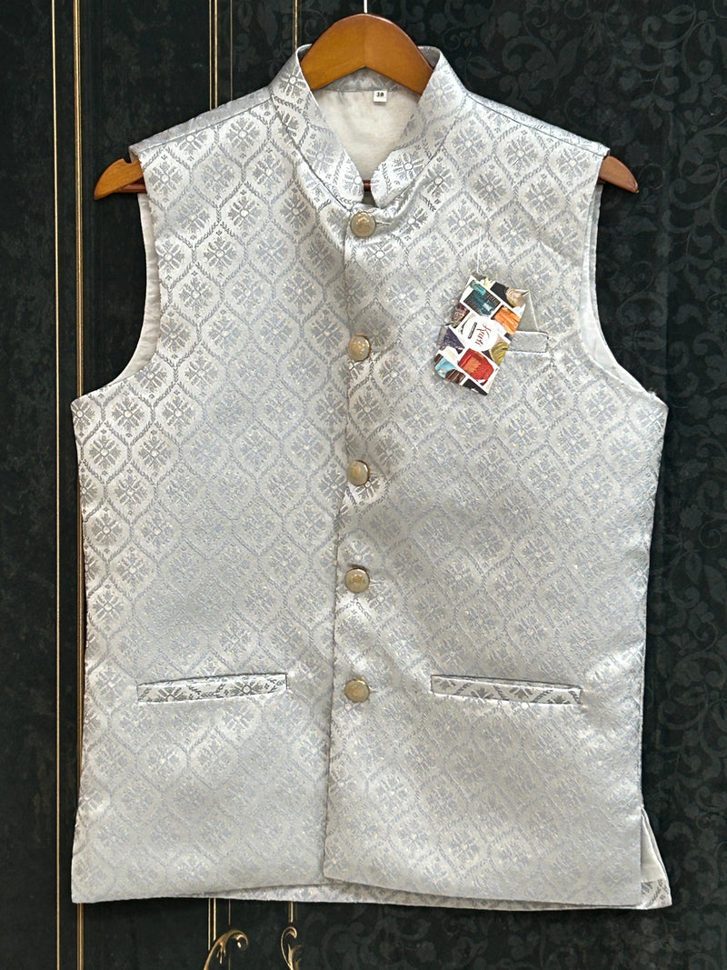 Silk vests for men | half jacket / kurta : Grey