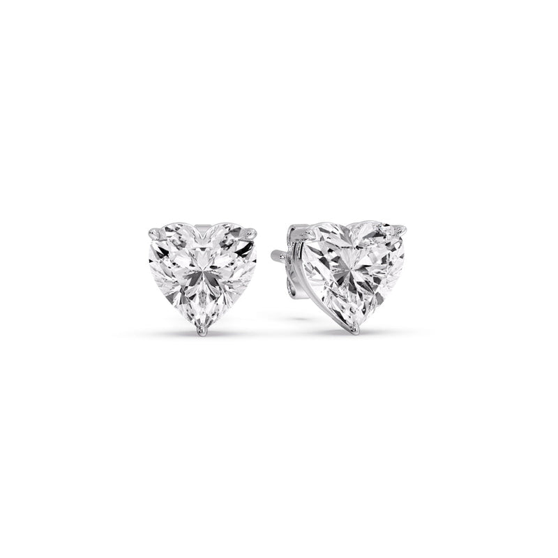 Heart Shaped 3 Prong Basket Stud Earring