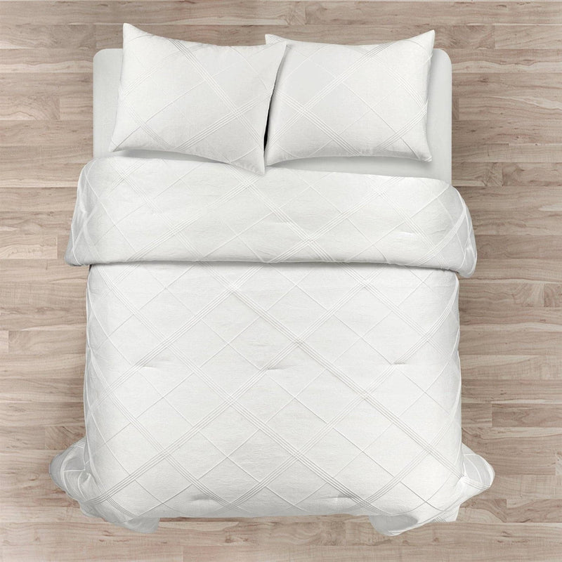King/California King White Diamond Jacquard 3 PCS Comforter Set